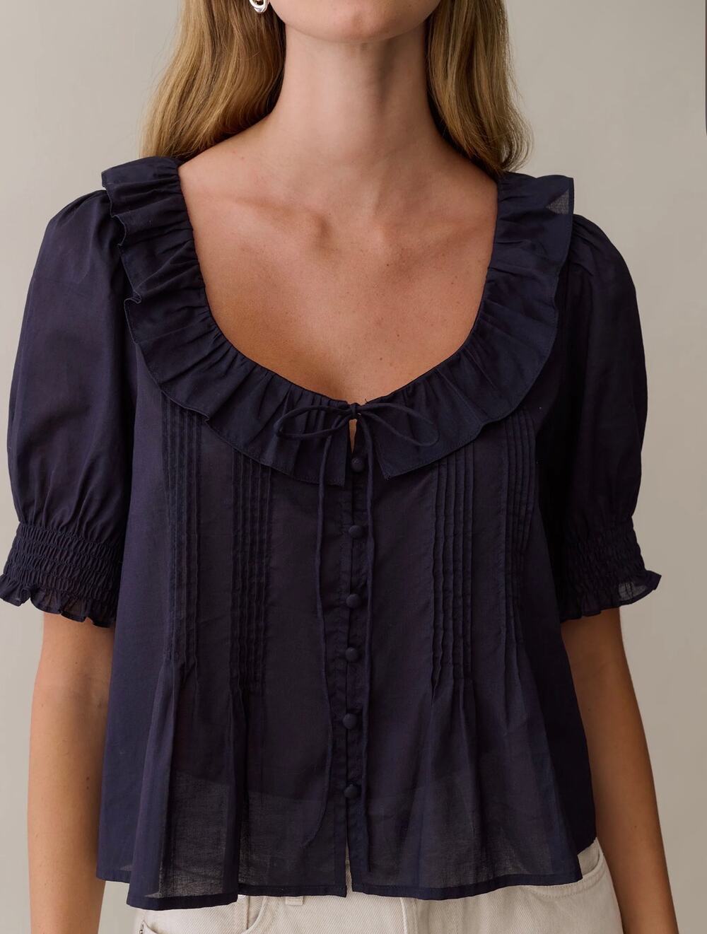 sorella Maysilee Cotton Top navy blue size XS $147